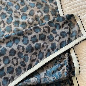 Blue and Gray Leopard Print Scarf